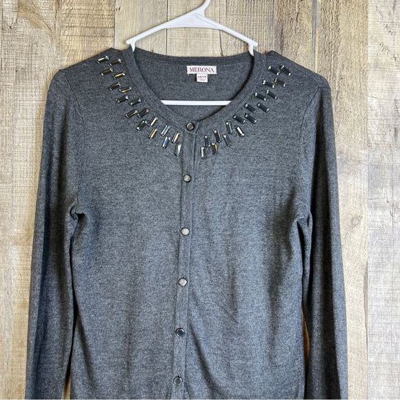 Merona Size XS Gray Button Front Long Sleeve Lightweight Cardigan w/Pris… - Picture 4 of 9